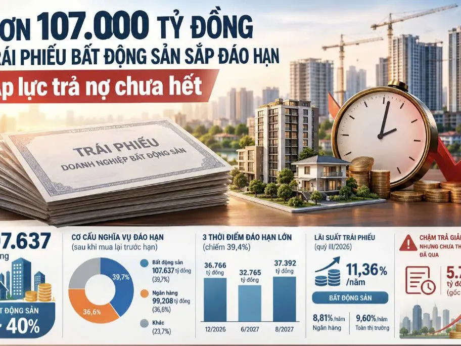 Hơn 107.000 tỷ đồng trái phiếu bất động sản sắp đáo hạn