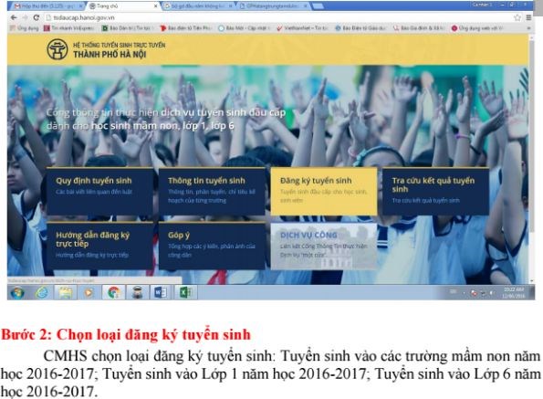 Hà Nội: Đăng ký tuyển sinh đầu cấp