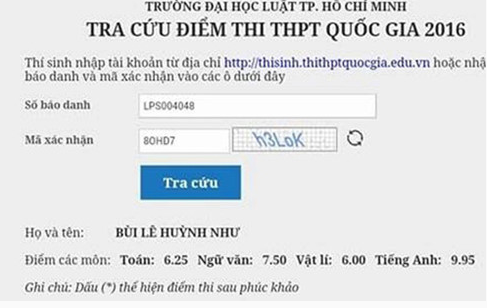 Trường Đại học Luật TP HCM chỉnh sửa điểm thi môn tiếng Anh