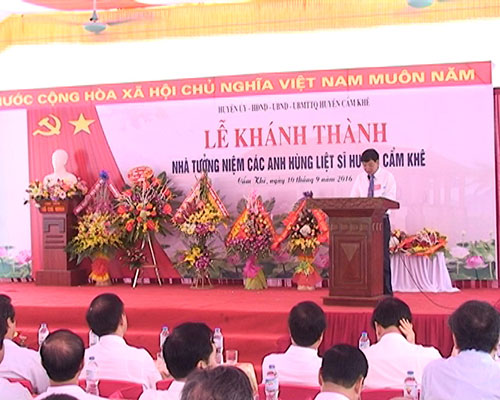 Cẩm Khê tổ chức Lễ khánh thành Nhà tưởng niệm các anh hùng liệt sỹ huyện Cẩm Khê