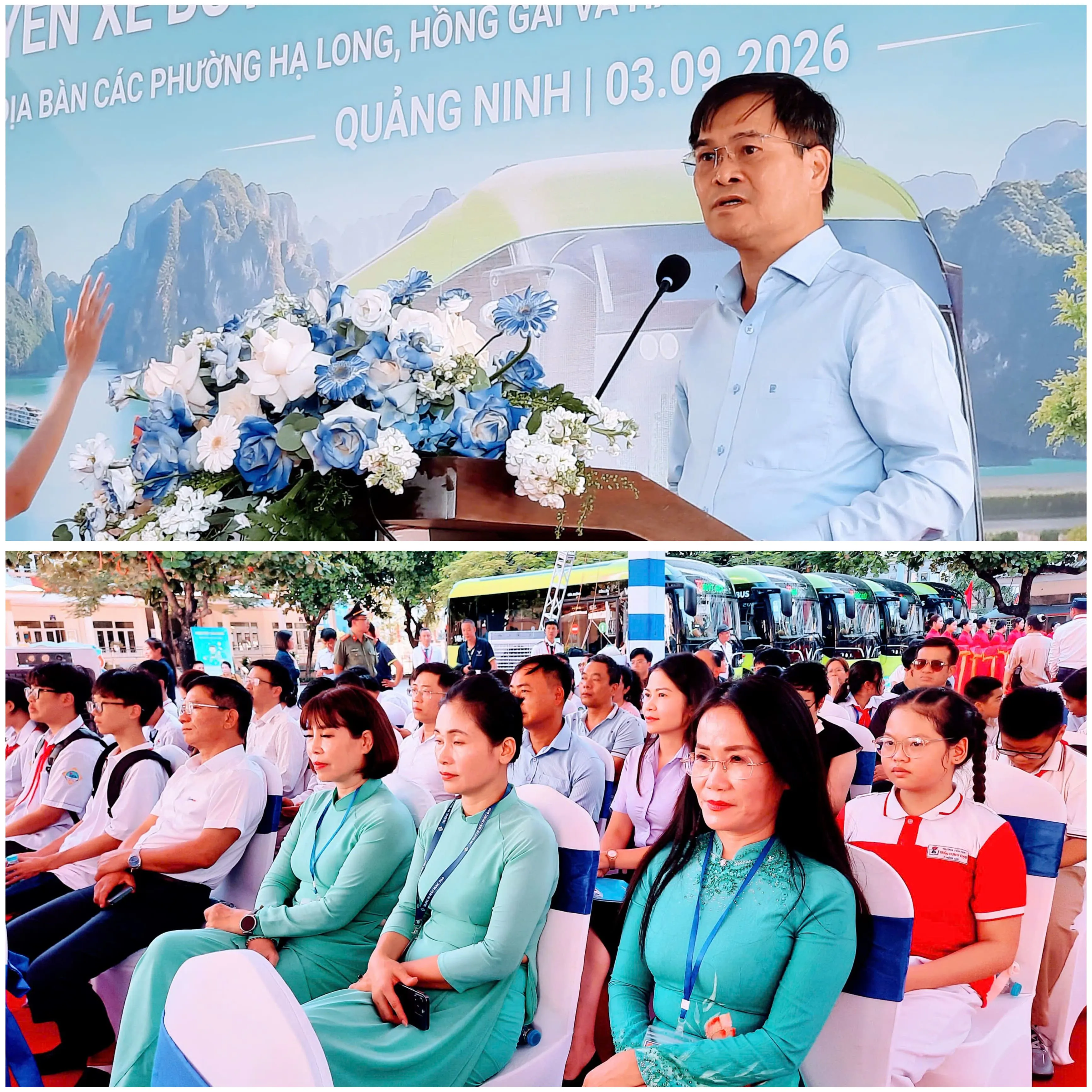 Thành phố Quảng Ninh: Khai trương tuyến xe buýt miễn phí đưa đón học sinh đến trường