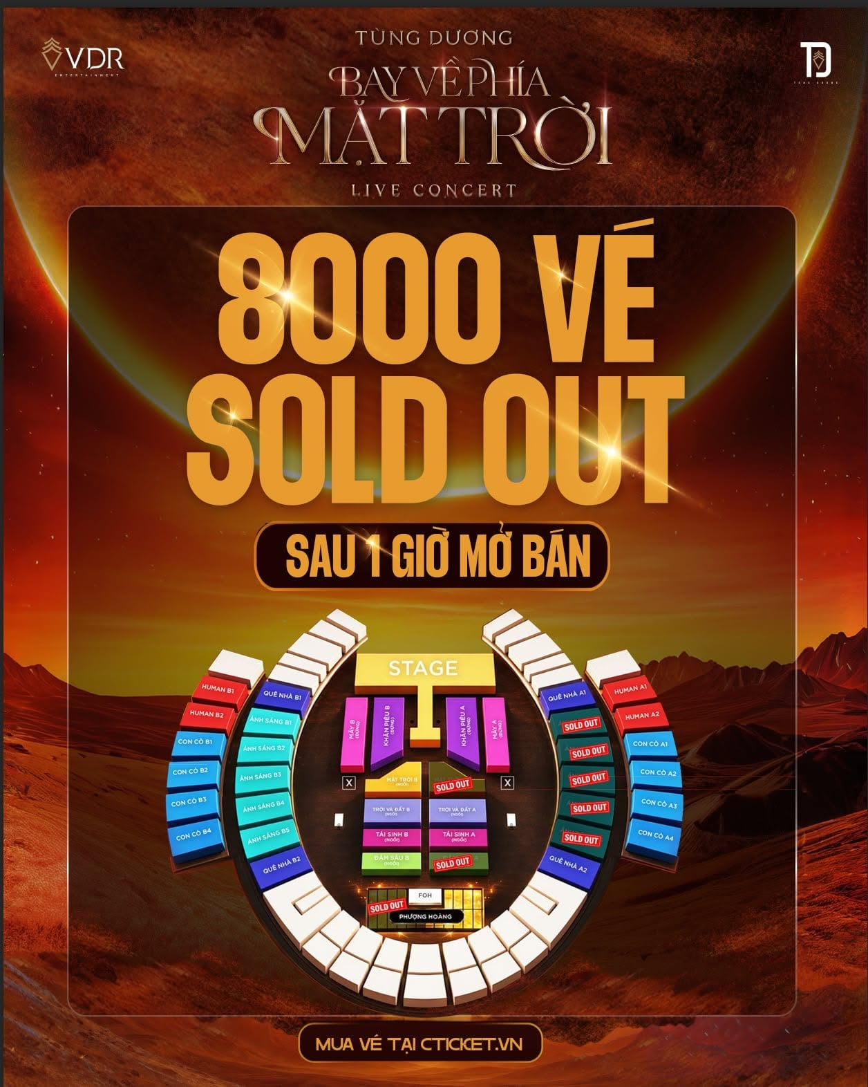 8.000 vé concert Tùng Dương tại Mỹ Đình bán hết sau một giờ