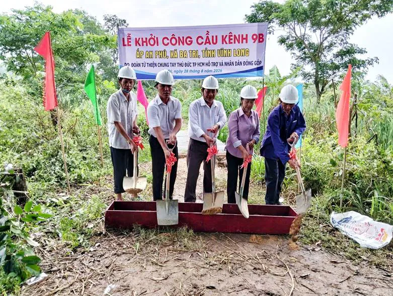 Tỉnh Vĩnh Long: Khởi công 3 cây cầu bằng kinh phí tài trợ của mạnh thường quân
