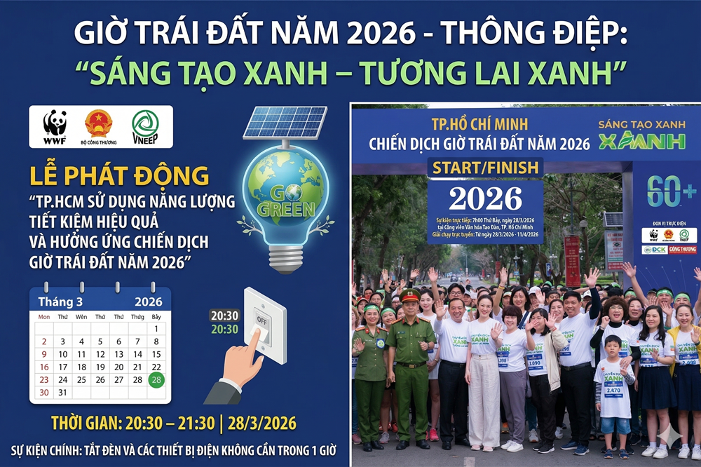 TP.HCM triển khai Chiến dịch Giờ Trái đất 2026 với thông điệp “Sáng tạo xanh – Tương lai xanh”