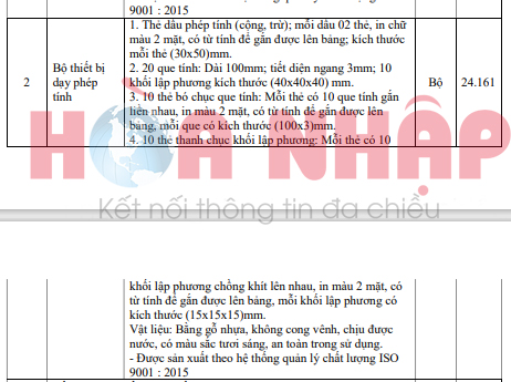 Ảnh chụp mô tả sản phẩm tại Mục 2 Chương V Yêu cầu về kỹ thuật của E-HSMT.